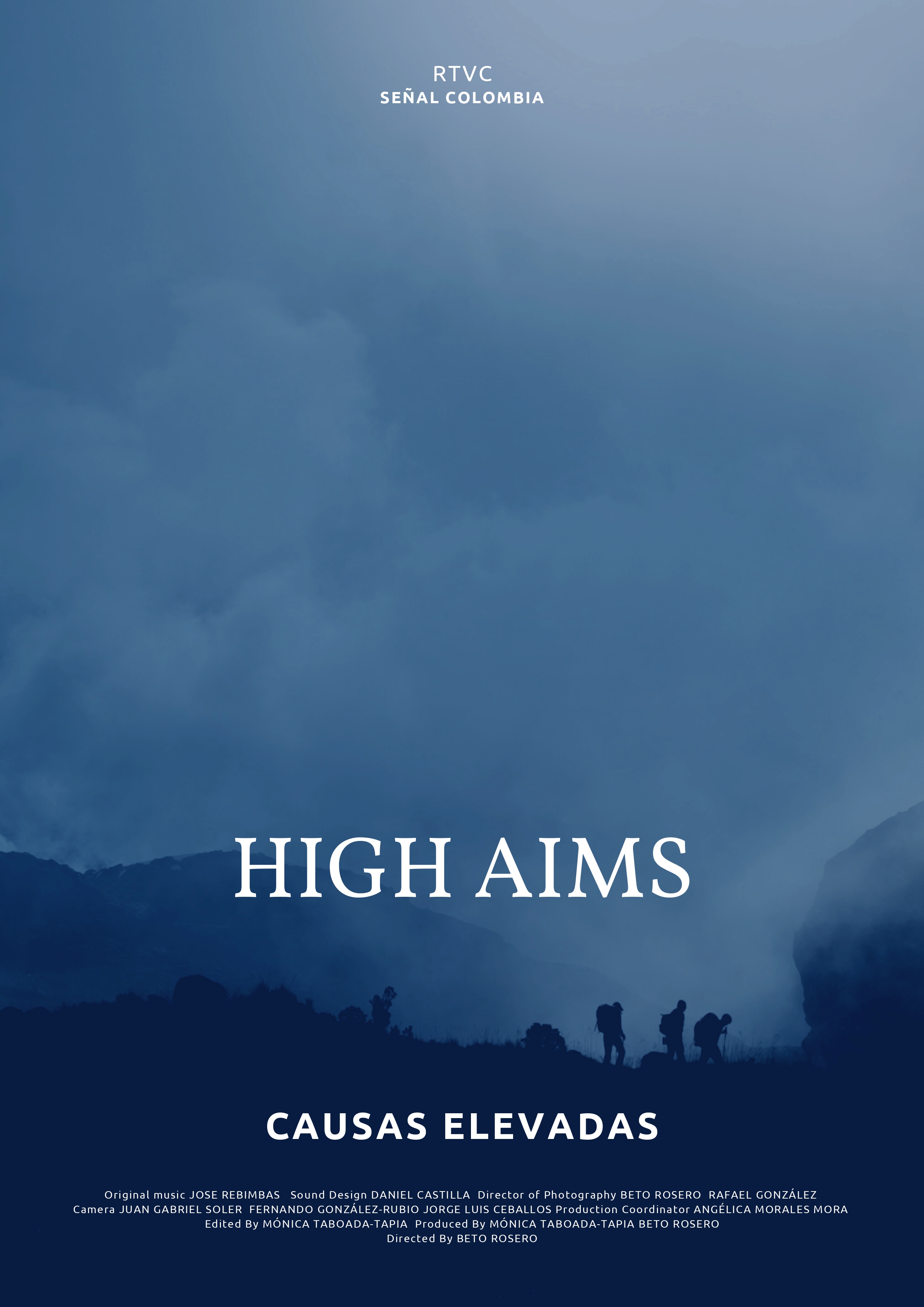 Three explorers climbing a mountain.